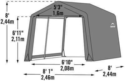 Image showing  8 x 8 x 8ft. Shed-in-a-Box Peak Style Storage Shed, Gray