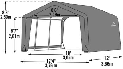 Image showing  12 x 12 x 8ft. Shed-in-a-Box Peak Style Portable Shed, Gray
