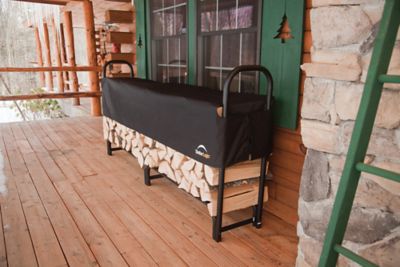 Image showing  8 ft. Heavy-Duty Steel Firewood Rack, Cover Included