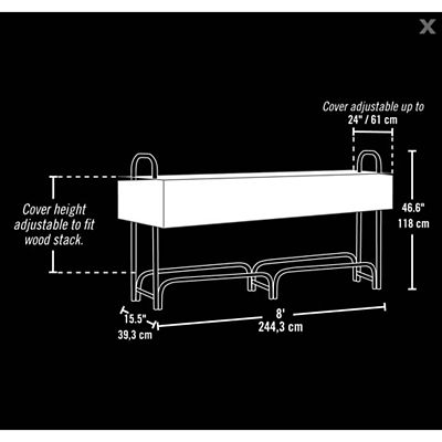 Image showing  8 ft. Heavy-Duty Steel Firewood Rack, Cover Included