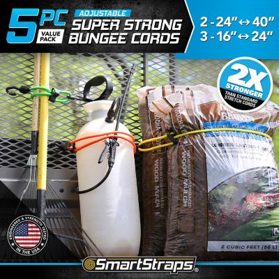 Image showing 5 th SmartStraps Assorted Adjustable SuperStrong Bungee Cords, 5 pk.
