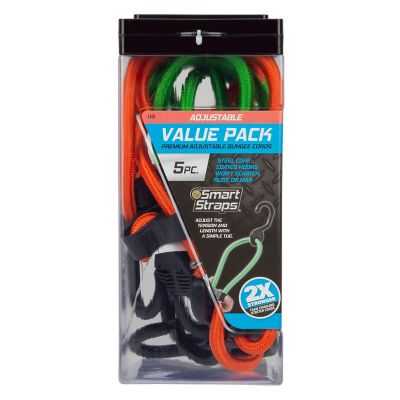 Image showing 9 th SmartStraps Assorted Adjustable SuperStrong Bungee Cords, 5 pk.