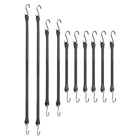 Rubber Bungee Cords 24 in Black 10 Pack