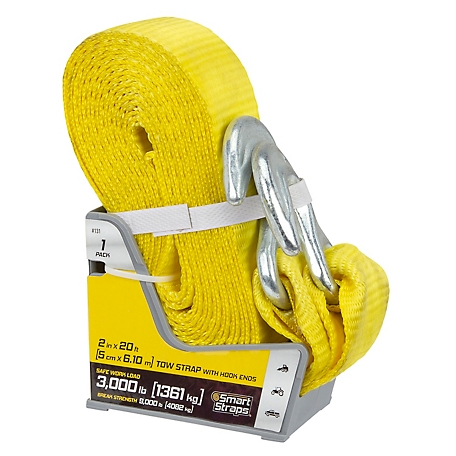 SmartStraps 20 ft. Tow Strap with Hook Ends, 3,000 lb. Safe Work