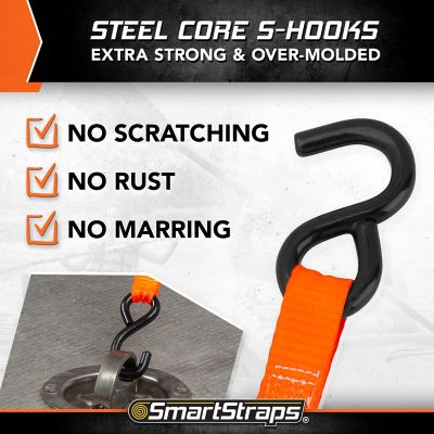 Image showing 8 th SmartStraps 1 in. x 10 ft. Padded Heavy-Duty Ratchet, 1,000 lb., Orange, 2 pk.