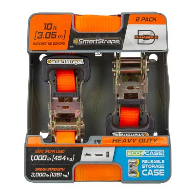 Image showing 9 th SmartStraps 1 in. x 10 ft. Padded Heavy-Duty Ratchet, 1,000 lb., Orange, 2 pk.