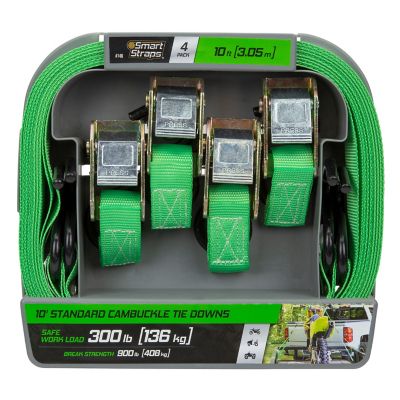 Image showing 9 th SmartStraps 1 in. x 10 ft. Green Cambuckle Strap, 300 lb. Capacity, 4 pk.