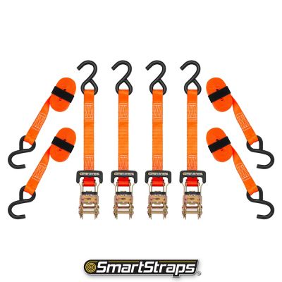 Image showing  1 in. x 10 ft. Padded Heavy-Duty Ratchet Tie Down Straps, 1,000 lb., Orange, 4 pk.
