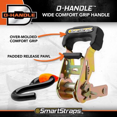 Image showing 5 th SmartStraps 1 in. x 10 ft. Padded Heavy-Duty Ratchet Tie Down Straps, 1,000 lb., Orange, 4 pk.