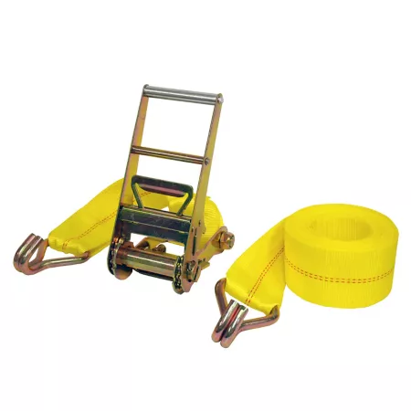 SmartStraps 3 in x 30 ft Commercial Ratchet Tie Down with J-Hooks 5 000 lb Capacity Yellow Ratchet Straps