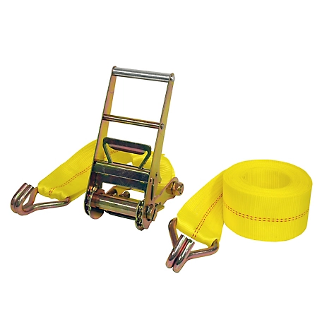 SmartStraps 30 ft. Commercial-Duty Ratchet Tie-Down with J-Hooks, 5,000 lb. Capacity, Yellow, 1817