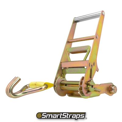 Image showing  3 in. x 30 ft. Commercial-Duty Ratchet Tie-Down with J-Hooks, 5,000 lb. Capacity, Yellow