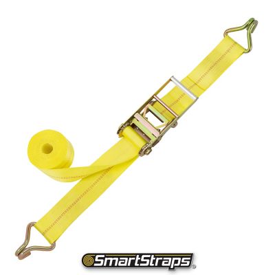 Image showing  3 in. x 30 ft. Commercial-Duty Ratchet Tie-Down with J-Hooks, 5,000 lb. Capacity, Yellow