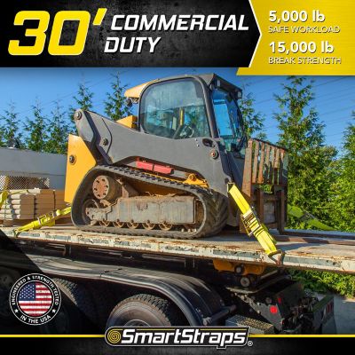 Image showing  3 in. x 30 ft. Commercial-Duty Ratchet Tie-Down with J-Hooks, 5,000 lb. Capacity, Yellow