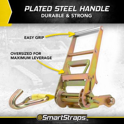 Image showing  3 in. x 30 ft. Commercial-Duty Ratchet Tie-Down with J-Hooks, 5,000 lb. Capacity, Yellow