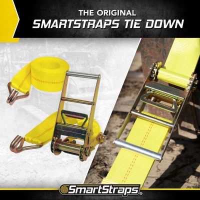 Image showing 7 th SmartStraps 3 in. x 30 ft. Commercial-Duty Ratchet Tie-Down with J-Hooks, 5,000 lb. Capacity, Yellow