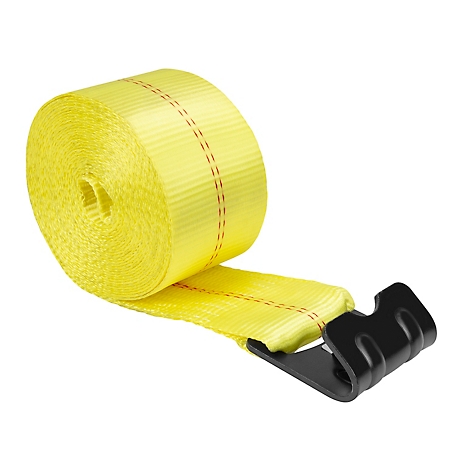 3 x 30' Ratchet Tie-Down Straps w/ Flat Hook 15,000 lbs Capacity - Yellow