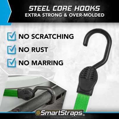 Image showing  24 in. Flat Strap Bungee Cords, Green, 2-Pack