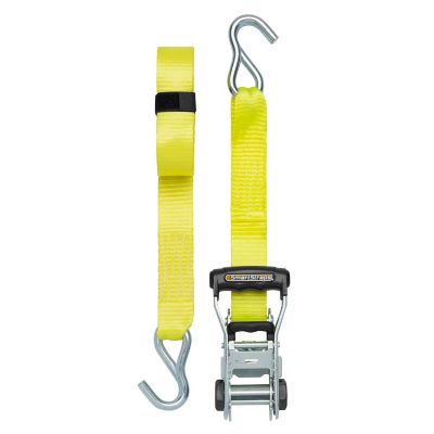 SmartStraps 27 ft. Yellow Ratchet Tie Down Strap with Flat Hook