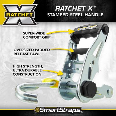 Image showing 5 th SmartStraps 1.5 in. x 14 ft. Premium RatchetX Tie Down Strap, 1,667 lb., Yellow