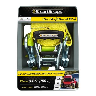 Image showing 9 th SmartStraps 1.5 in. x 14 ft. Premium RatchetX Tie Down Strap, 1,667 lb., Yellow