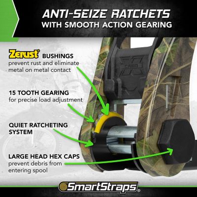 Image showing 6 th SmartStraps 10 ft. Ratchet Tie Downs, 1,500 lb., CamoX, Open Handle, 2 pk.