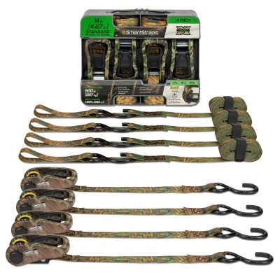 thumbnail image 2 of 12 Ft Ratchet Tie-Down Straps With S-Hook (4-Pack) – 500 Lbs Breaking Strength, Weather Resistant 2 of 4