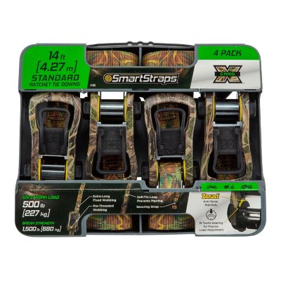 Image showing 9 th SmartStraps 1 in. x 14 ft. RatchetX Tie Down, 500 lb., Camouflage, 4 pk.