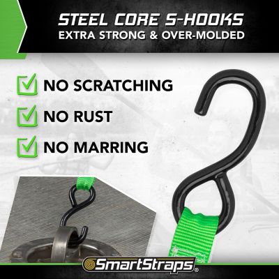Image showing 5 th SmartStraps 1 in. x 14 ft. Padded Ratchet, 500 lb., Green, 4 pk.