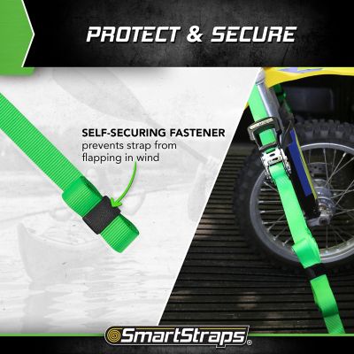 Image showing 6 th SmartStraps 1 in. x 14 ft. Padded Ratchet, 500 lb., Green, 4 pk.