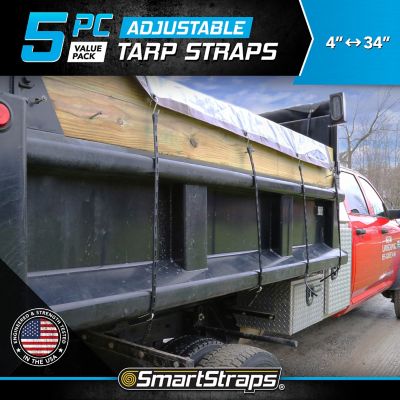 Image showing 7 th SmartStraps 34 in. Adjustable Rubber Tarp Straps, 5 pk.
