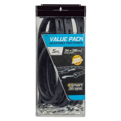 Image showing 9 th SmartStraps 34 in. Adjustable Rubber Tarp Straps, 5 pk.