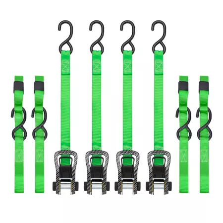 SmartStraps CarbonX Premium Tether 1 in x 14 ft 500 lb Green 4-Pack Ratchet Straps