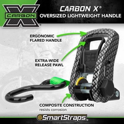 Image showing 5 th SmartStraps 1 in. x 14 ft. Premium CarbonX Tie Down, 500 lb., Green, 4 pk.