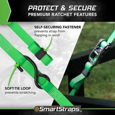 Image showing 7 th SmartStraps 1 in. x 14 ft. Premium CarbonX Tie Down, 500 lb., Green, 4 pk.
