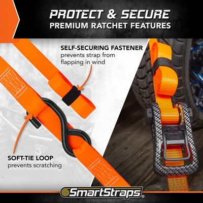 Image showing 7 th SmartStraps 1.25 in. x 14 ft. Premium CarbonX Tie Down, 1,000 lb., Orange, 4 pk.