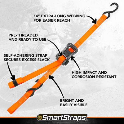 Image showing 8 th SmartStraps 1.25 in. x 14 ft. Premium CarbonX Tie Down, 1,000 lb., Orange, 4 pk.