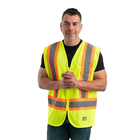 Berne Men's Hi Vis Class 2 Multi-Color Mesh Safety Vest