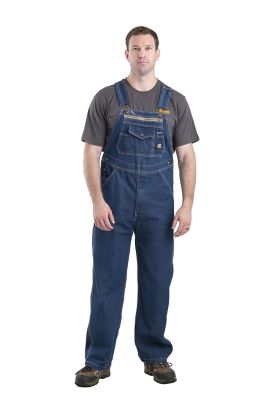 Berne Men's Stone Wash Dark Denim Unlined Bib Overalls