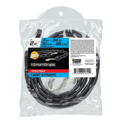 Image showing 9 th SmartStraps 34 in. Adjustable Rubber Tarp Straps, 2 pk.