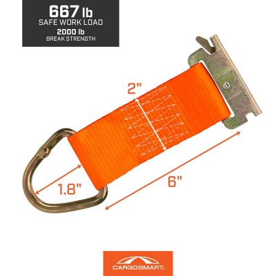 Image showing 6 th CargoSmart 2 in. x 6 in. 2000 lb. Rope Ring X-Track/E-Track Tie Down Strap, Orange