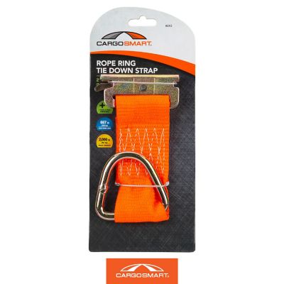 Image showing 9 th CargoSmart 2 in. x 6 in. 2000 lb. Rope Ring X-Track/E-Track Tie Down Strap, Orange