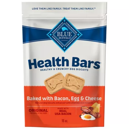 Blue Buffalo Health Bars Crunchy Egg and Cheese Flavored Dog Biscuits Baked with Natural Ingredients Bacon 16 oz Bag Dog Biscuits & Cookies