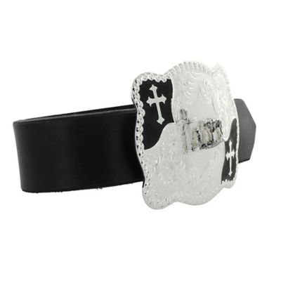 Image showing  Unisex Christian Cowboy Flourish Scallop Shape Brass Belt Buckle, 3611-731M