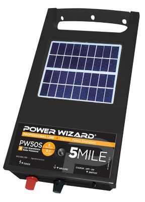 Power Wizard 0.06-Joule 1 to 3-Mile Solar-Powered Electric Fence Energizer, 3 Acres