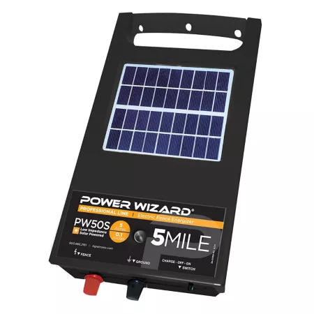 Power Wizard Solar Powered Electric Fence Energizer 0.06 Joule 1 to 3 Mile 3 Acre Electric Fence Chargers