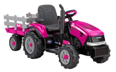 Image showing 6 th Peg Perego 12V Case IH Magnum Tractor and Trailer Ride-On Toy, Pink