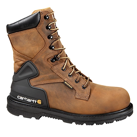 Carhartt Men's Steel Toe Waterproof Work Boots, Bison Brown Oil Tan, 8 in.