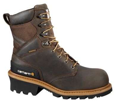 Carhartt Men's Waterproof Composite Toe Logger Boots, Oil-Tanned Vintage Saddle Leather, 8 in.