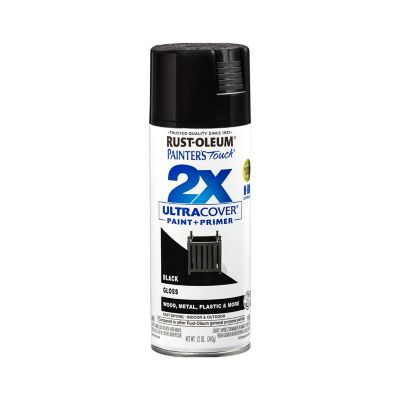 Rust-Oleum 12 oz. Black Painter's Touch 2X Ultra Cover Spray Paint, Gloss -  020066187767